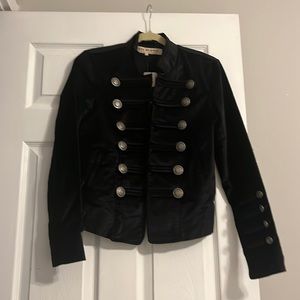 Free People Velvet Black Fitted Military Jacket